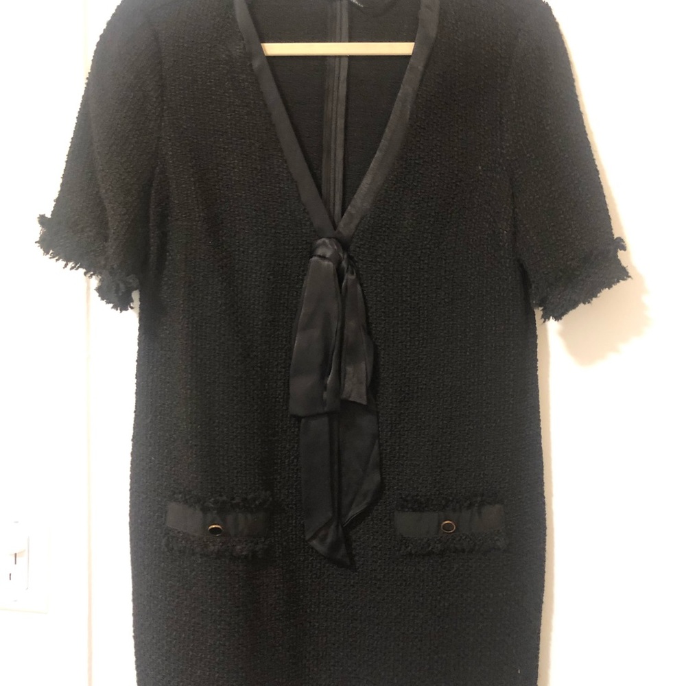 zara black tweed dress